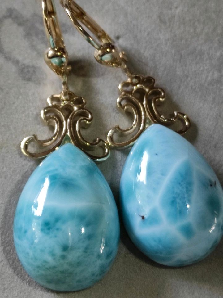 375er Gold Ohrringe mit Larimar 7,5 Gramm in Hameln