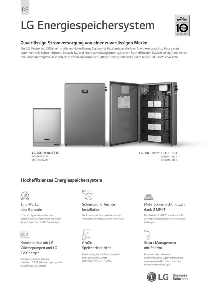 LG Electronics ESS - Home 10 PCS - Hybrid-Wechselrichter in Obermeitingen