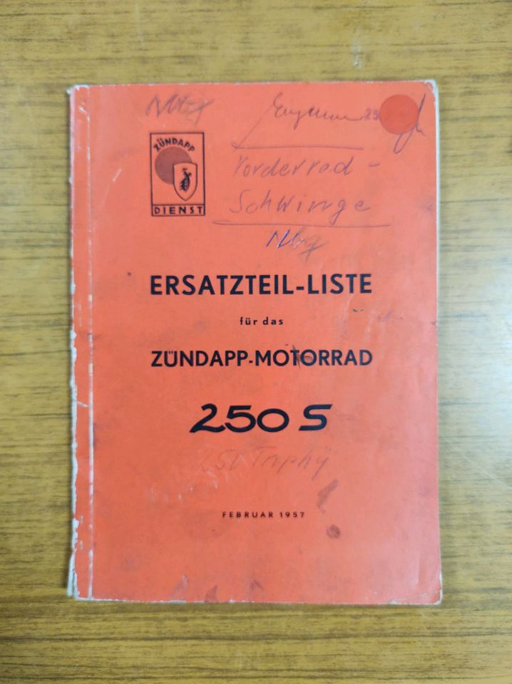 Ersatzteilliste für Zündapp Motorrad 250 S in Itterbeck