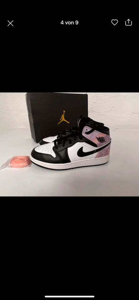 Nike Jordan Mid 38,5 black bleached coral white lila batik in Mönchengladbach