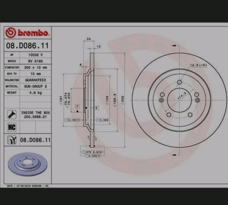 Hyundai i30 bremsscheiben 08.D086.11 in Lützkampen