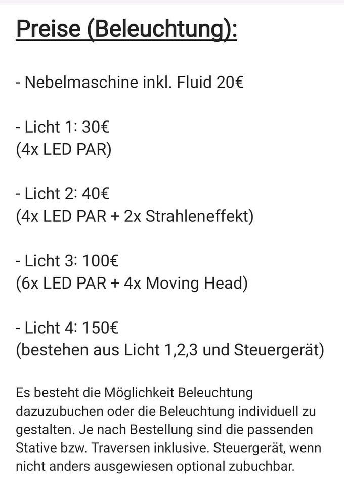 Eventtechnik              Geburtstage|Feiern|Musik|Beleuchtung in Detmold