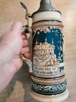 Toller Bierkrug Tonkrug Zinndeckel Steingut München - Laim Vorschau