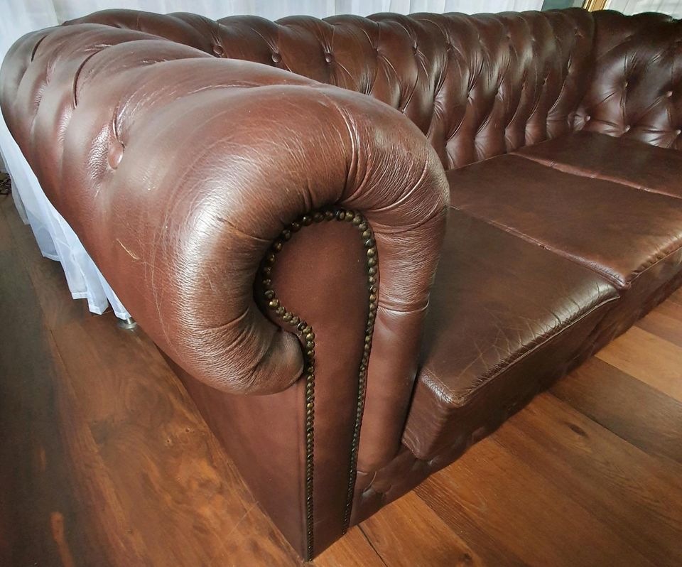 Chesterfield Echt-Leder Sofa 3-Sitzer Vintage Industrie Design in Kassel