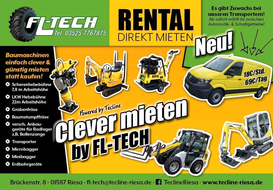 Minibagger Microbagger Bagger mieten leihen Vermietung FL-TECH in Riesa