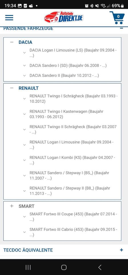 Bremsscheiben Dacia Sandero /Renault /Smart in Pfronten