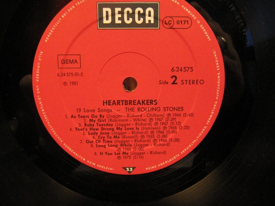 the Rolling Stones - Heart Breakers 19 Love songs      Vinyl / LP in Holzwickede