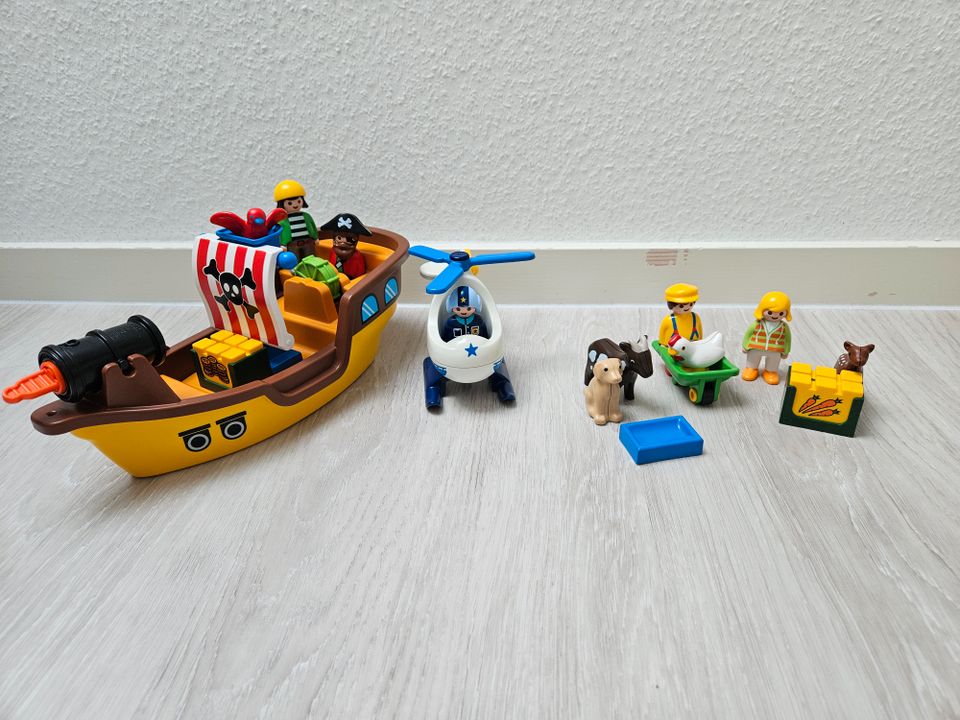 Playmobil 1*2*3  Piratenschiff / Hubschrauber / Bauernhoftiere in Mainz