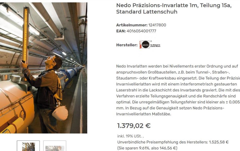 Nedo Invarlatte 1m GWL92N Präzisions Nivellier Vermessung Bau in Berlin