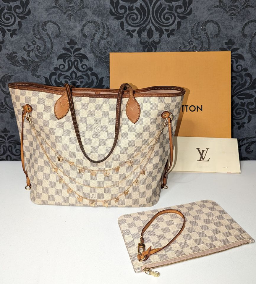 Original Louis Vuitton Neverfull Azur Fulset mit Pouchette *2016* in Köln