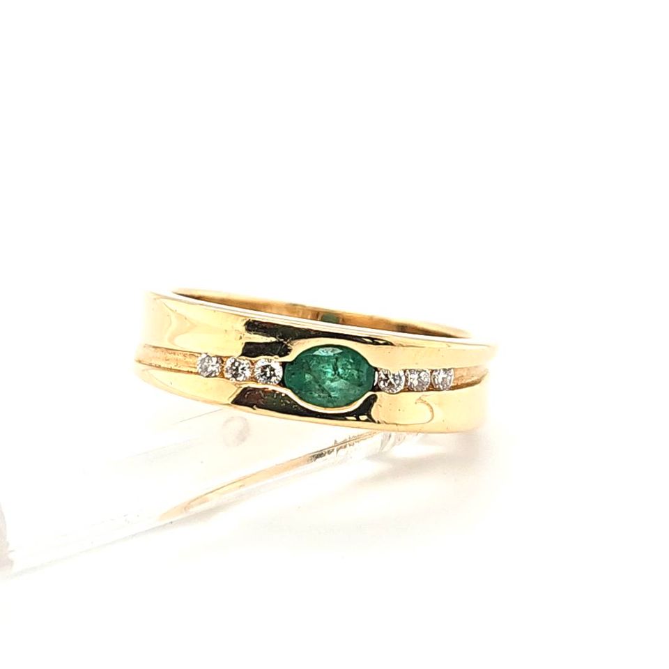 04.06 Verk Gold Unikat Smaragd Diamant Damen Band Ring RG 58 Neuw in Igel