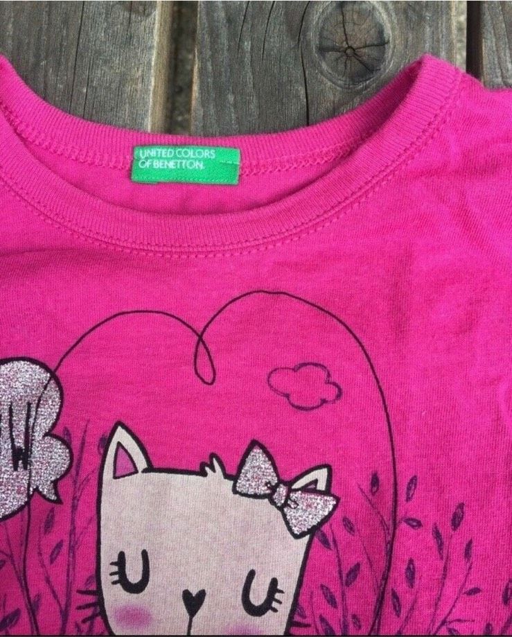 ❤️ süßes Benetton Longsleeve Gr.98/104 Mädchen mit Katze in Bad Homburg