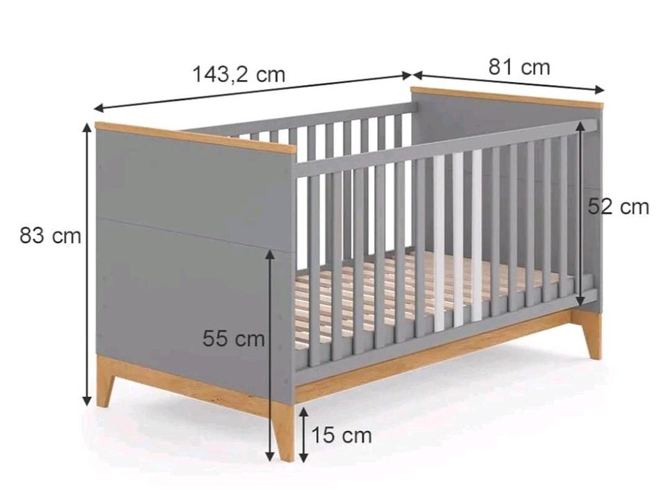 Baby Bett  grau mit Holz gebraucht in Hengersberg