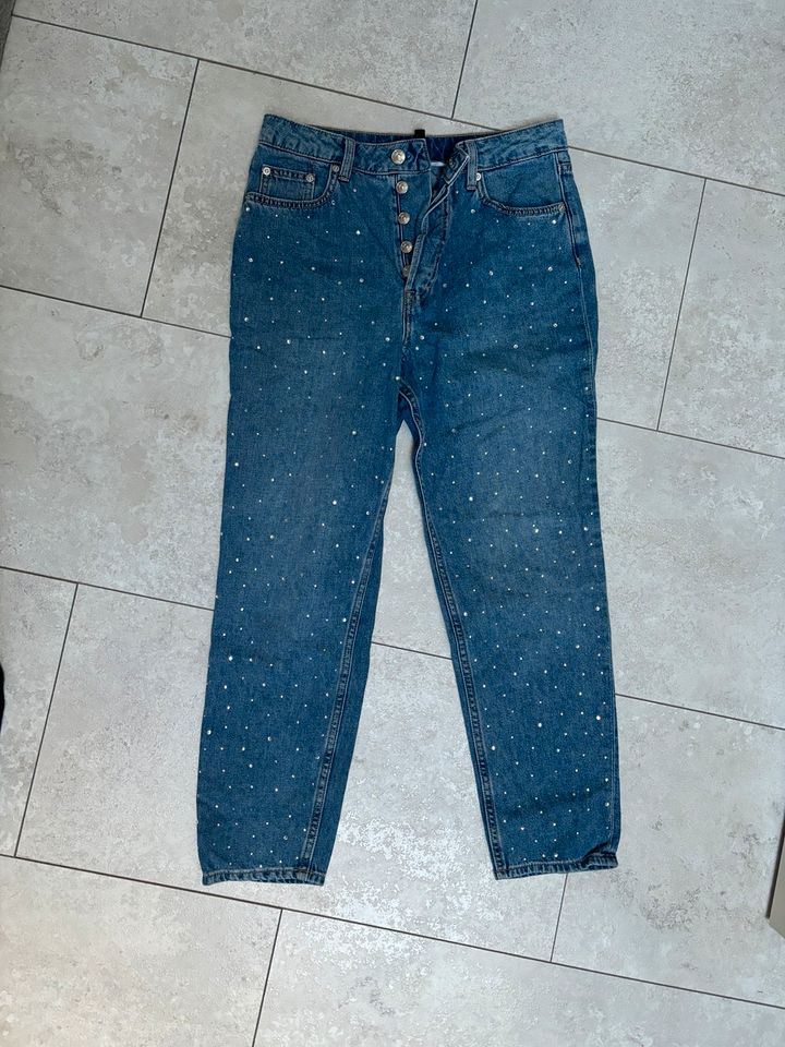 Jeans H&M straight leg gr. 36/S Strass Steine Glitzer in Bad Belzig