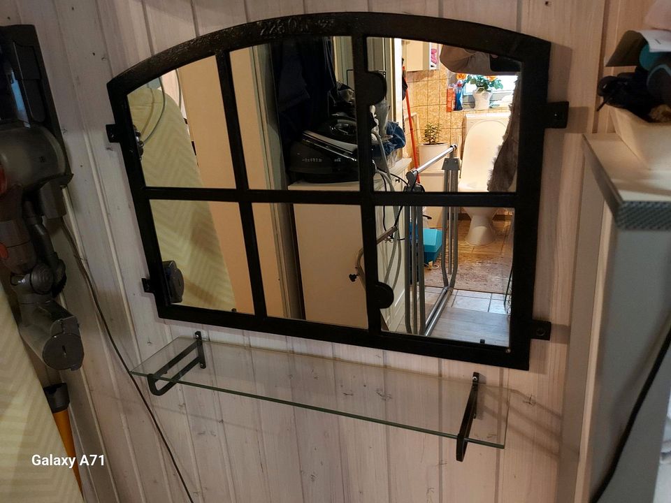 Fenster Spiegel Gusseisen schwarz 65/50cm in Bark
