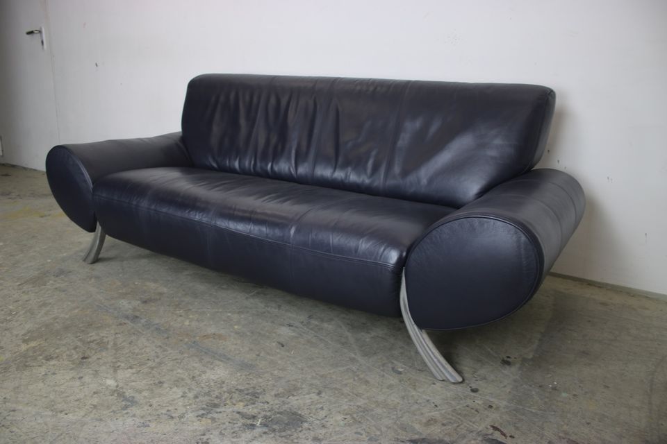 Rolf Benz Modell 545 Sofa Echtleder Dunkelblau Dreisitzer Couch in Berlin