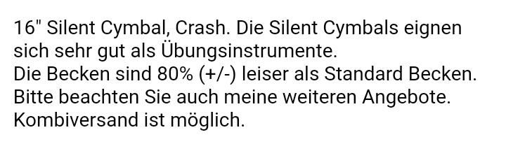 16" Crash Becken, Silent in Echzell 