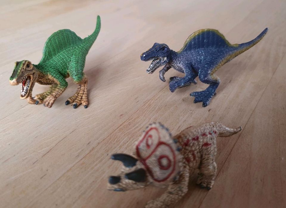 3 kleine Schleich Dinosaurier, Triceratops, 2x Spinosaurus in Hallbergmoos