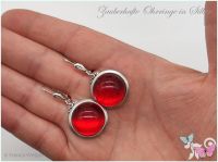 Ohrringe Vintage Style rot Ohrhänger Glas silber rund 22mm Baden-Württemberg - Laudenbach Vorschau