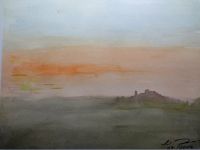 Aquarell, "Burg im Nebel" Druck 32/24 cm Sachsen-Anhalt - Bernburg (Saale) Vorschau