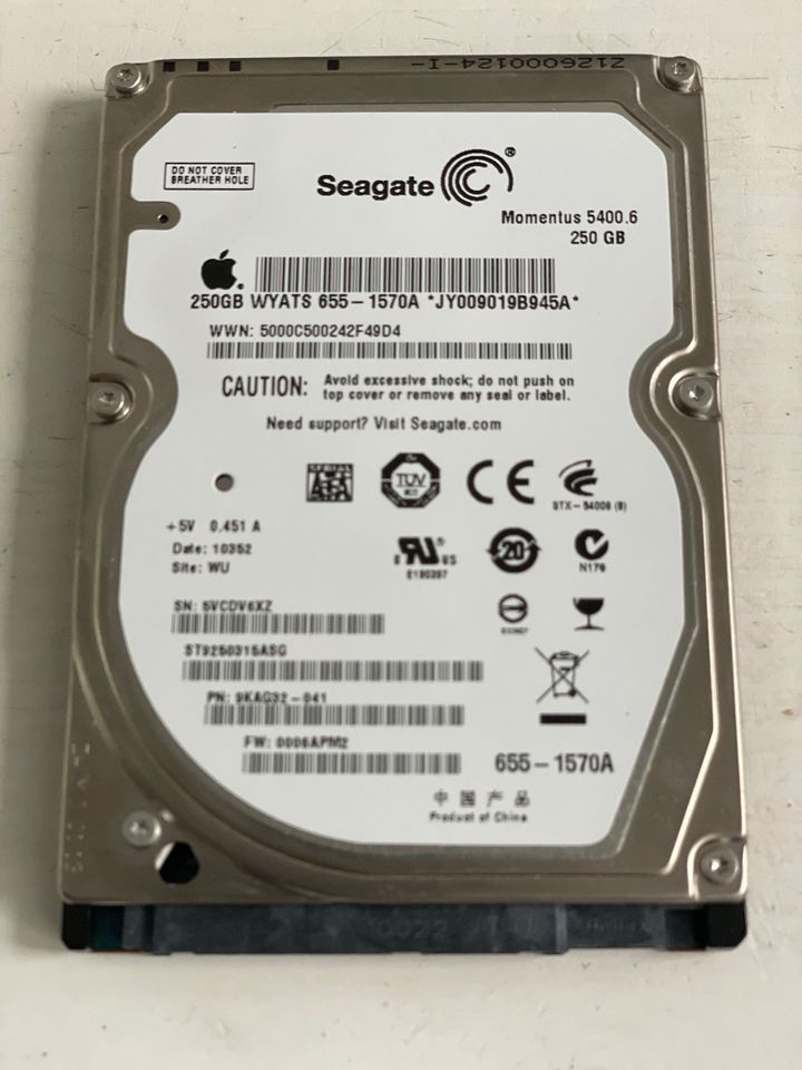 Interne Festplatte 250 GB Seagate 2.5" HDD SATA II 5400 U/Min. in Heikendorf