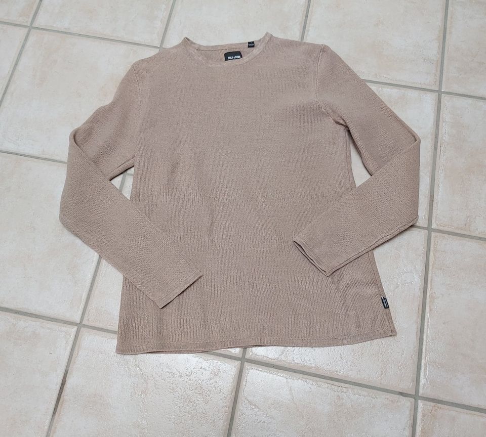 Only & Sons Pullover Strick Rundhals sand BW L/52/54 in Karben