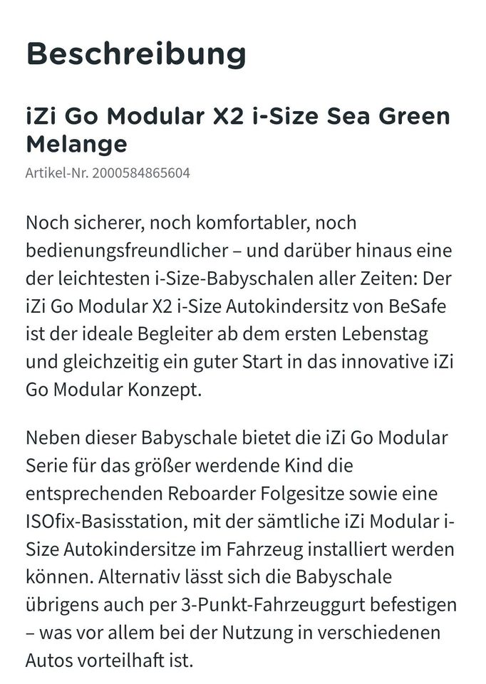 iZi Go Modular X2 i-Size Sea Green Melange Isofix Station in Waldkirch