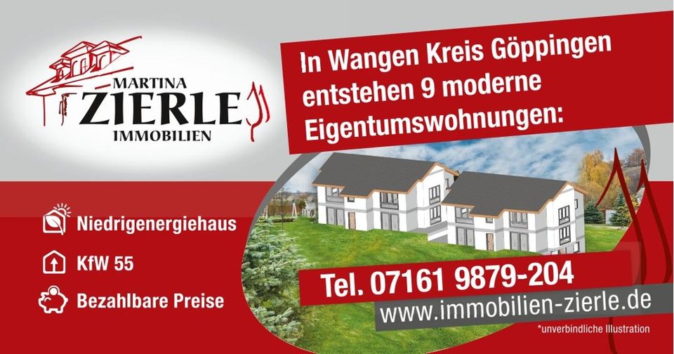 Gelegenheit ! Neubauprojekt in Wangen, 3,5 Zi.-Whg., OG mit Balkon, KfW 55, Keller ! in Wangen