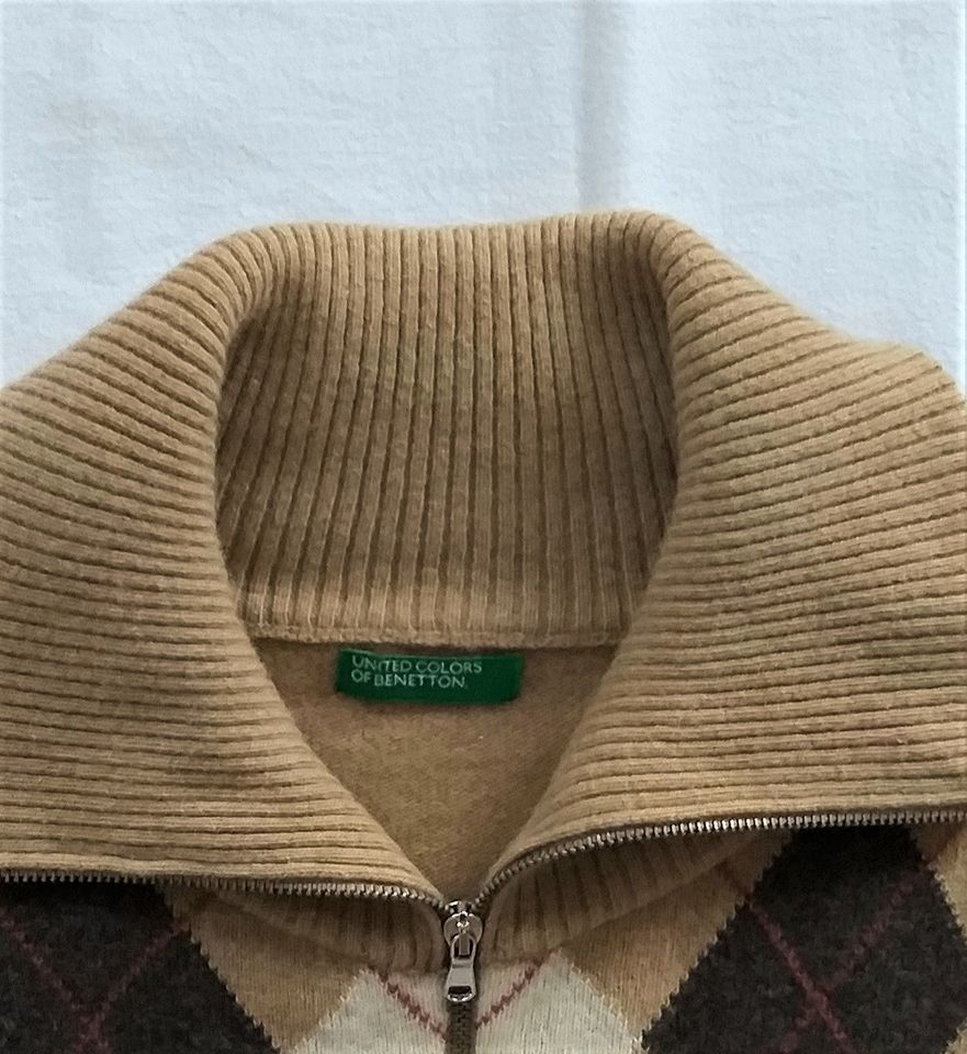 80er Jahre Strickjacke Troyer BENETTON Rautenmuster Gr. M Vintage in Lengerich