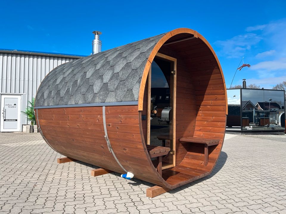 Fasssauna 3x2.3m LUX Thermoholz Gartensauna Bimschv2 Sauna in Stuhr