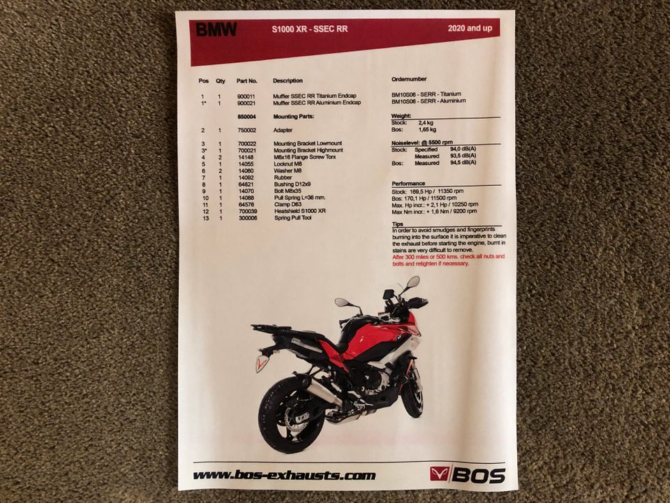 Bos SSEC CU Titan Auspuff Dämpfer BMW S1000XR 20-24 Euro 5 in Bad Bentheim