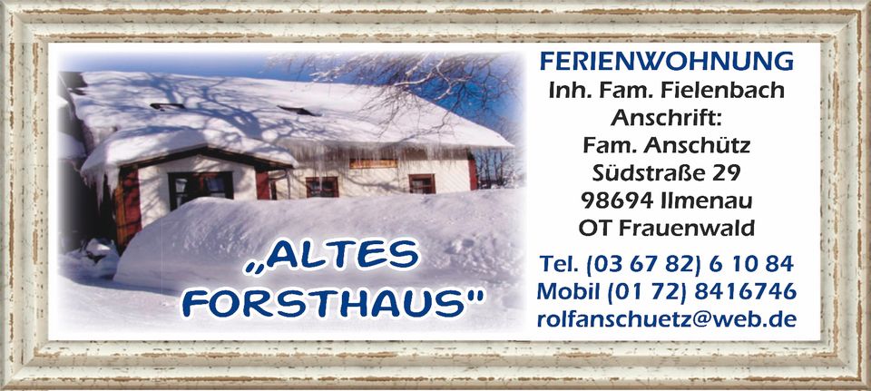 ⚠️ Ferienwohnung "Altes Forsthaus", Ilmenau /OT Frauenwald in Ilmenau