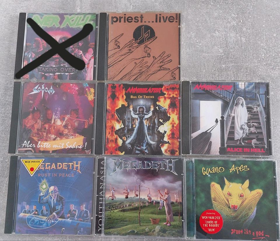 CD's Megadeth, Annihilator, Sodom, Judas Priest in Plüderhausen