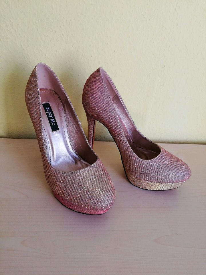 Damen High Heels, Gr. 40, Apricot meliert, ca. 12 cm, neu! in Essen