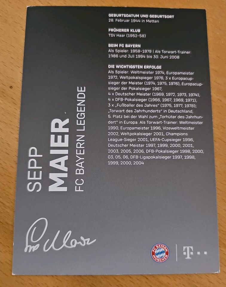 Sepp Maier handsigniert Legenden Autogrammkarte FC Bayern München in Lenzkirch