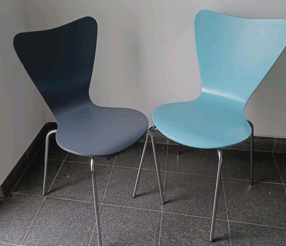 2x Stuhl Küchenstuhl grau mint  Set Designstuhl in Schriesheim