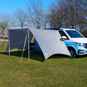 yourGEAR Wohnwagen Sonnensegel Caravan Tarp 4 x 2,4 m Sonnendach inkl.  Aufstellstangen wasserdicht 5000 mm