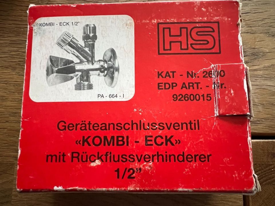 HS Kombi Eckventil Ventil-Anschluss Geräteventil 1/2" KAT Nr 2600 in Lauterbach (Hessen)