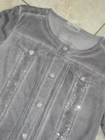 Blazer Jersey hellgrau Laura Torelli Collection Pailletten Gr. L Bayern - Bogen Niederbay Vorschau