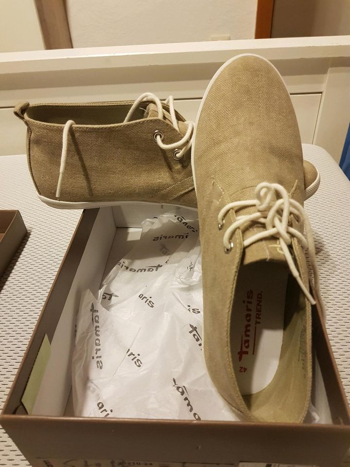 Tamaris Schürschuhe, sandfarben, Sommer, Stoff, neu in Köln