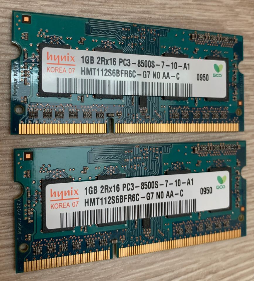 Original Apple RAM 2 x 1 GB, DDR3 SO-DIMM, 1066 MHz in Sersheim