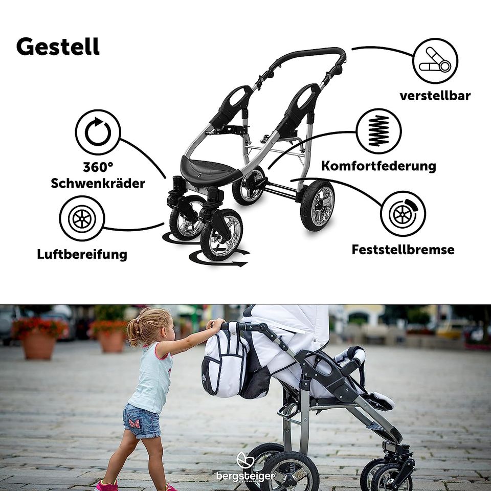 Kombi Kinderwagen (Wanne, Buggy, Babyschale + Zubehör) schwarz in Dresden