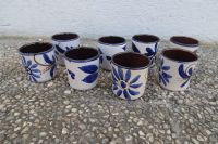 8x Bescher Keramik Ton-Gefäß blau Glasur grau Blumen Bayern - Gilching Vorschau