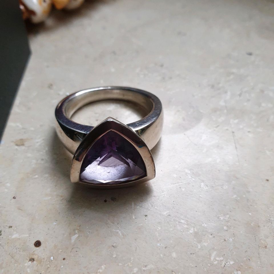 Großer Amethyst Ring Silber in Wendelstein