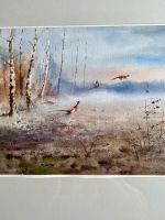 Maler Walter Rohrbach großes Aquarell Gemälde Bild Fasane Jagd Bielefeld - Joellenbeck Vorschau