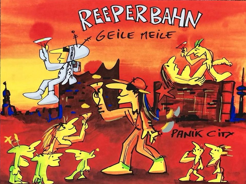 Farbsiebdruck Udo Lindenberg "Reeperbahn-Geile Meile" in Grömitz