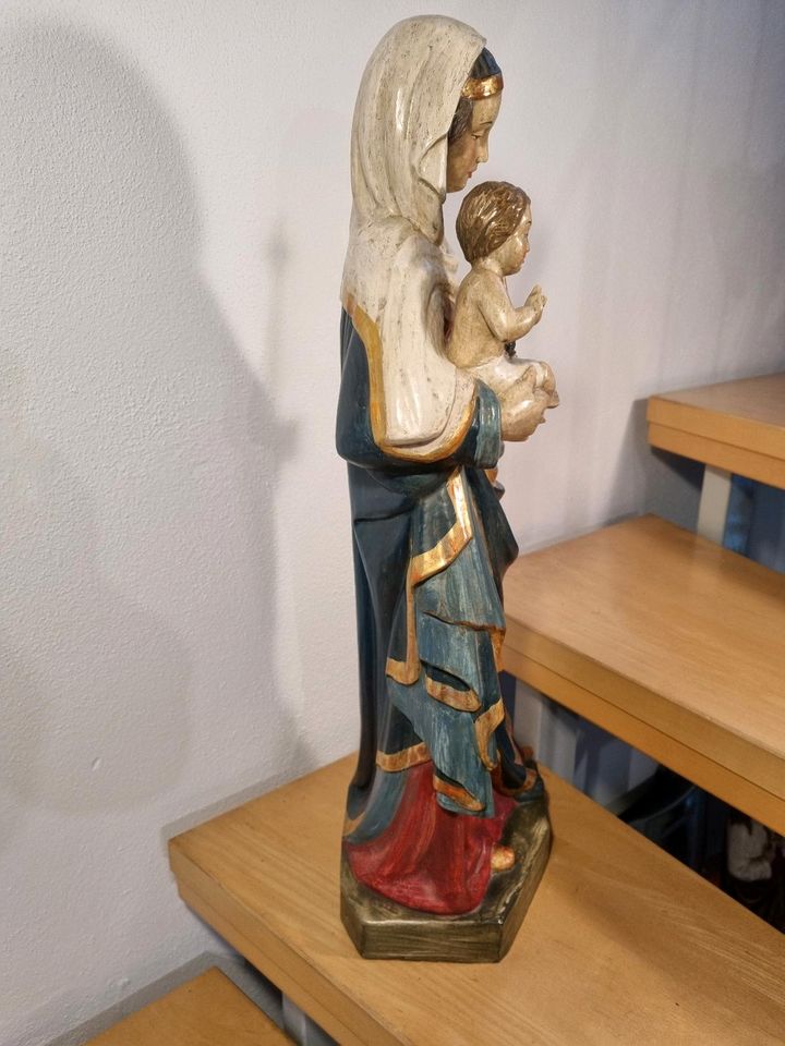 HEILIGE MARIA MUTTER GOTTES HEILIGENFIGUR HOLZFIGUR BLATTGOLD ALT in Kumhausen