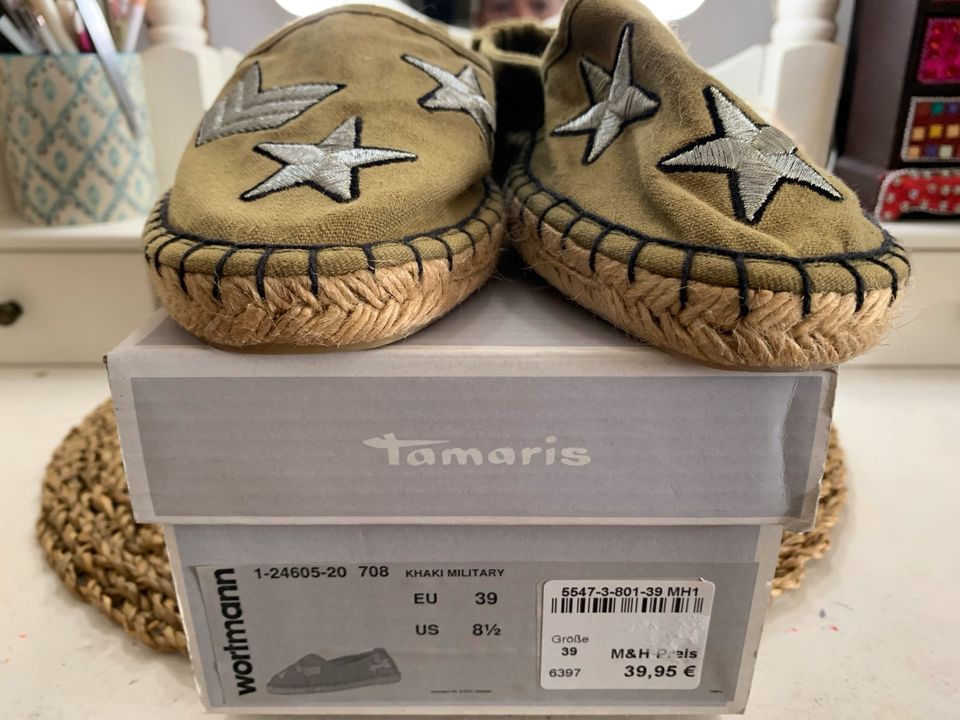 Tamaris Espandrillos Ballerinas Neu Khaki Gr. 39 in Nürnberg (Mittelfr)