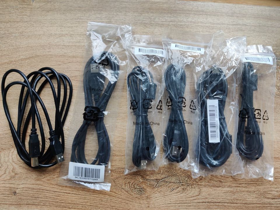 4x USB Druckerkabel/Scannerkabel 180cm USB-A-Stecker auf USB-B in Karlshof b Ederheim