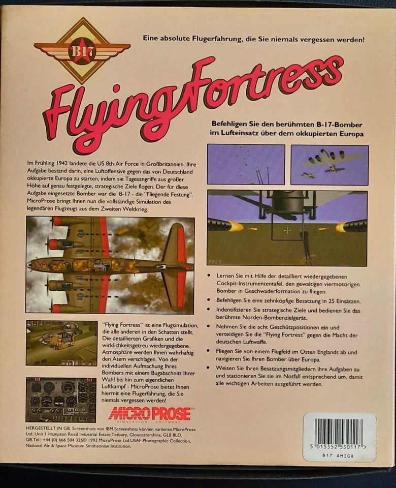 B17 Flying Fortress Micro Prose PC 3.5" Diskette Amiga Alt in Achim